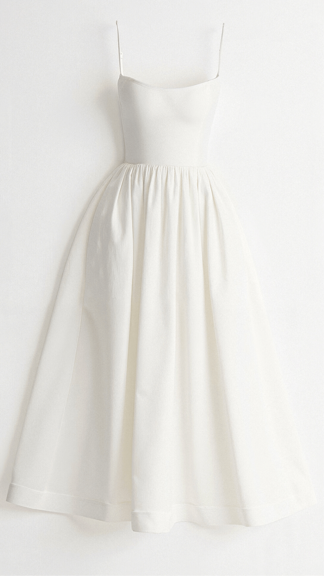 Spaghetti Strap Scoop Neck Gathered Waist Fit and Flare Midi Dress 4