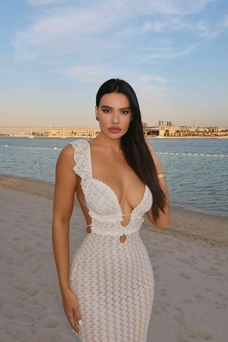 Deep V Neck Keyhole Empire Waist Crochet Open Knit Bodycon Maxi Dress 4