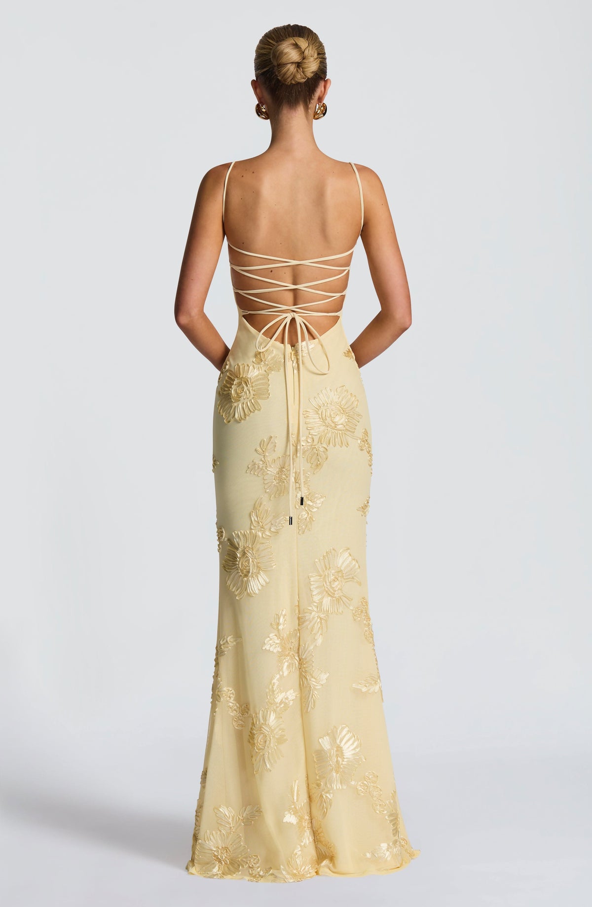 Sweetheart Corset Bodice Spaghetti Strap 3D Floral Embroidered Mesh Mermaid Maxi Gown 3