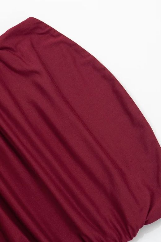 Beige Strapless Ruched Dropped Waist Pleated Fit and Flare Midi Dress 9