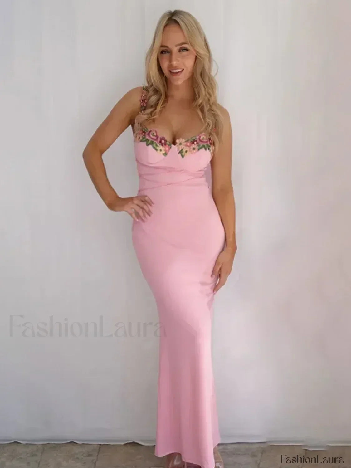 Pink Patchwork Strapless Midi Dress 13