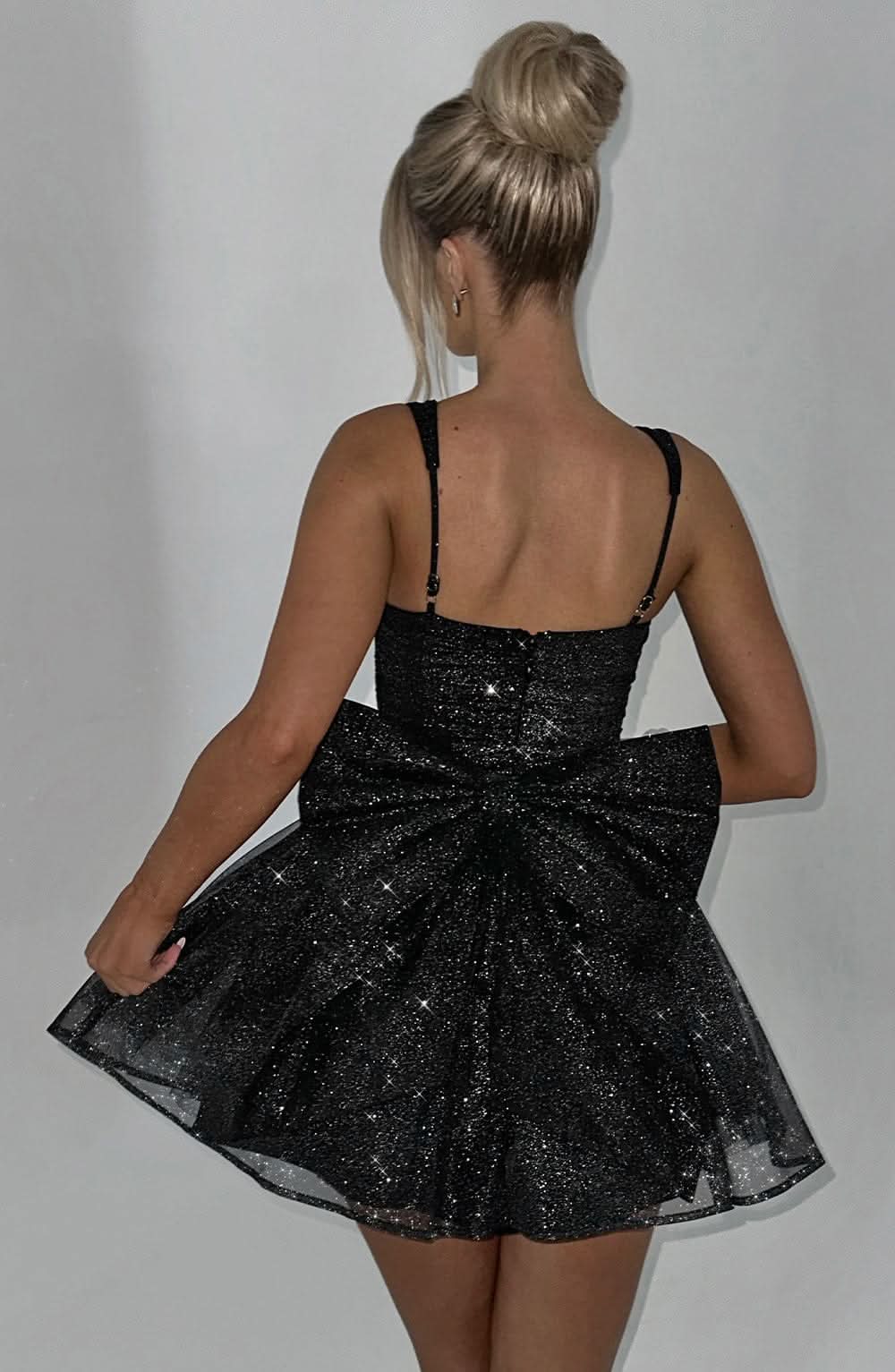 Sequin Corset Sweetheart Neckline Bow Back Fit And Flare Mini Dress 4