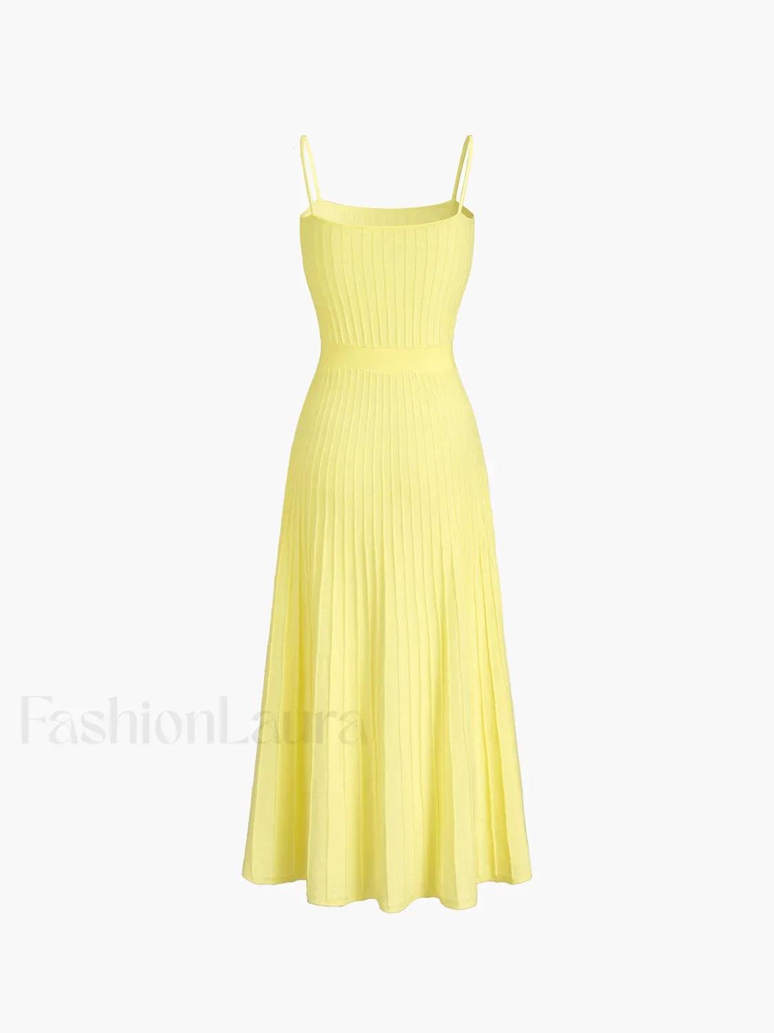 Yellow Rib Midi Sundress Dress 3