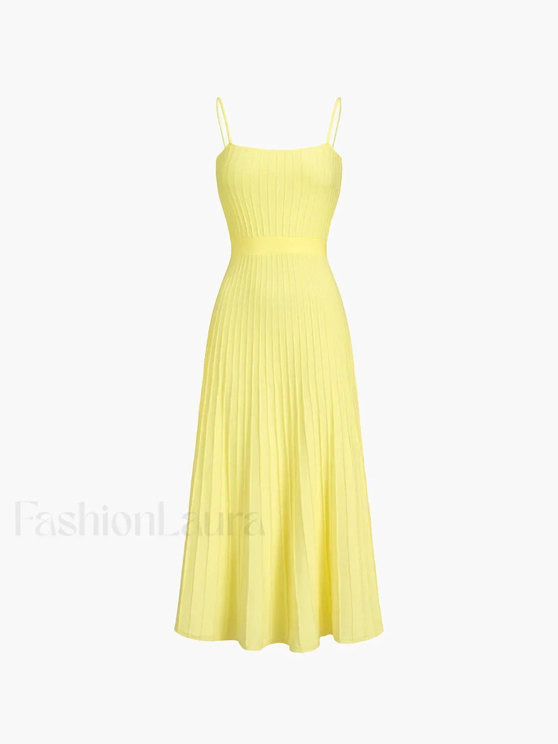 Yellow Rib Midi Sundress Dress 2