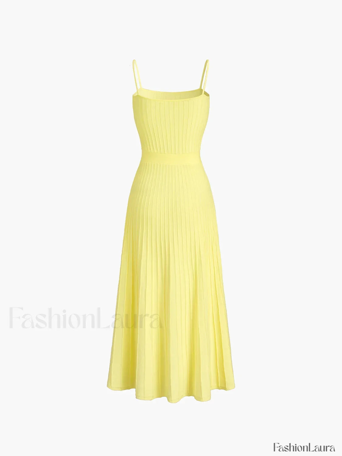 Yellow Rib Midi Sundress Dress 6