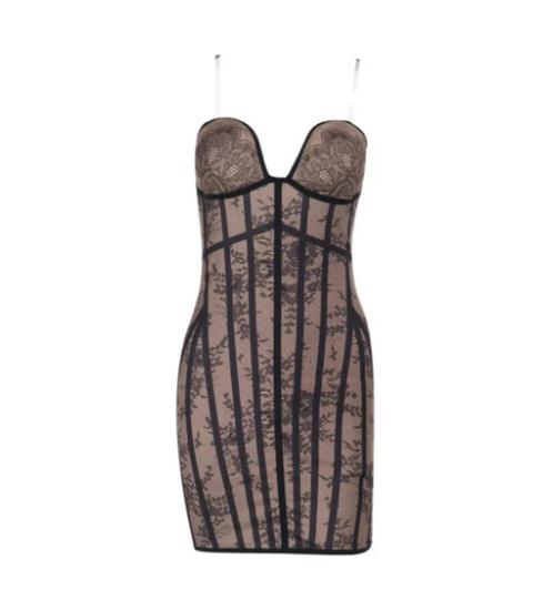 Off Shoulder Lace Panel Mini Dress 2