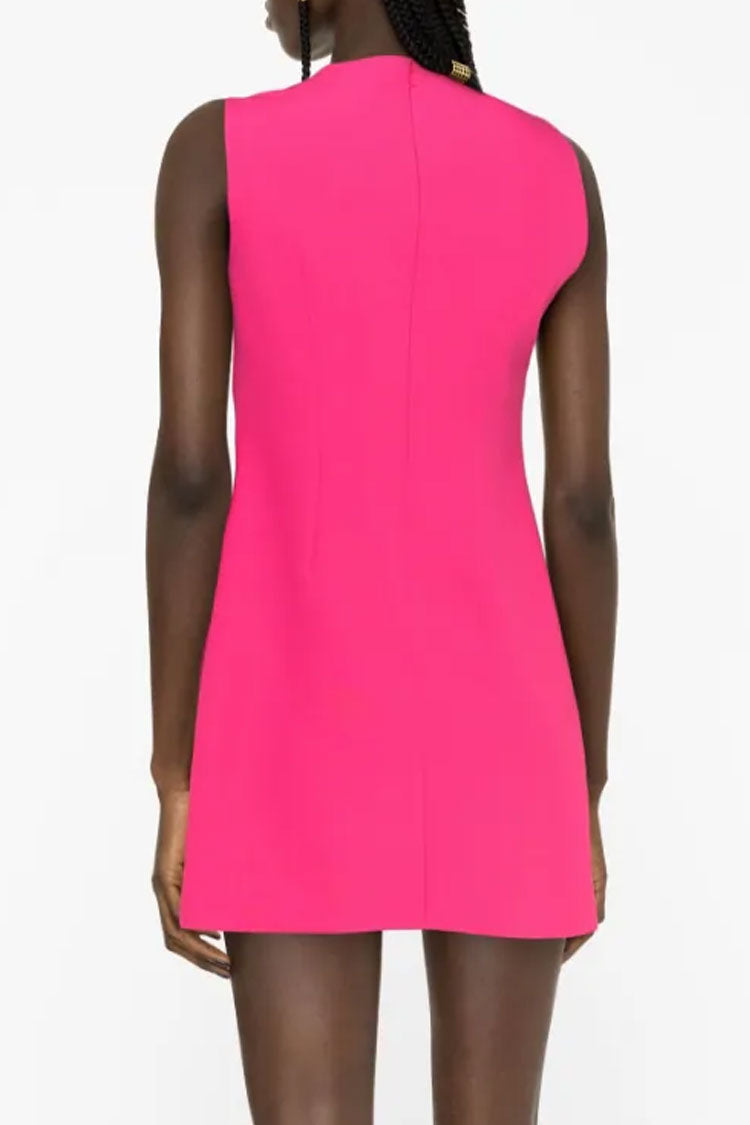 Crew Neck Diagonal Chest Cut Out Sleeveless Shift Mini Dress 2