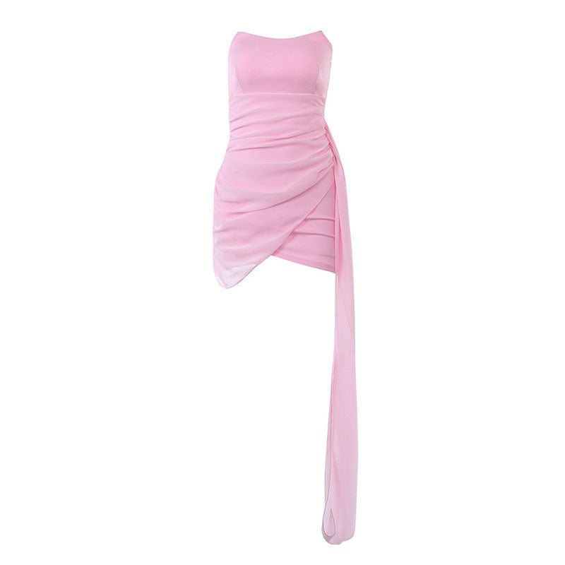 Ruched Wrap Trim Strapless Bodycon Mini Dress 2 3