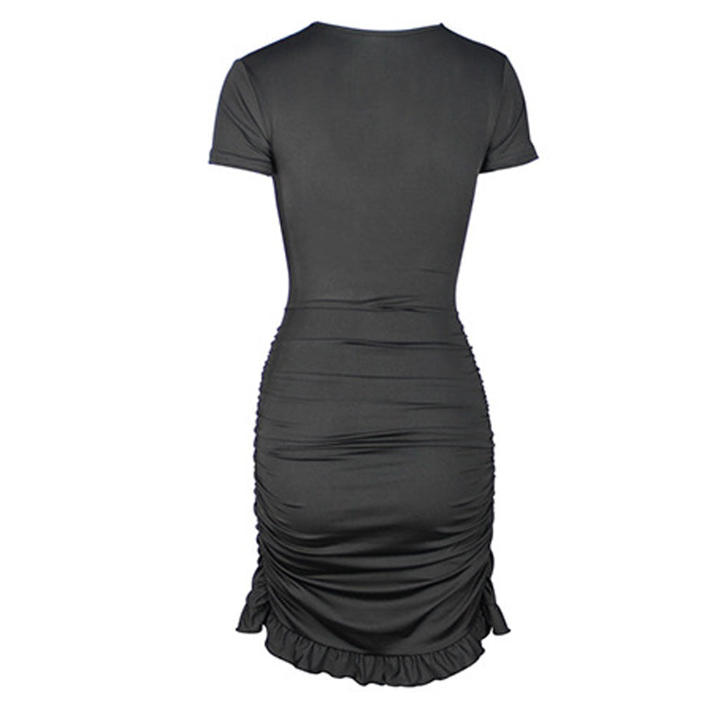 Neck Floss Strap Ruched Bodycon Mini Dress 3