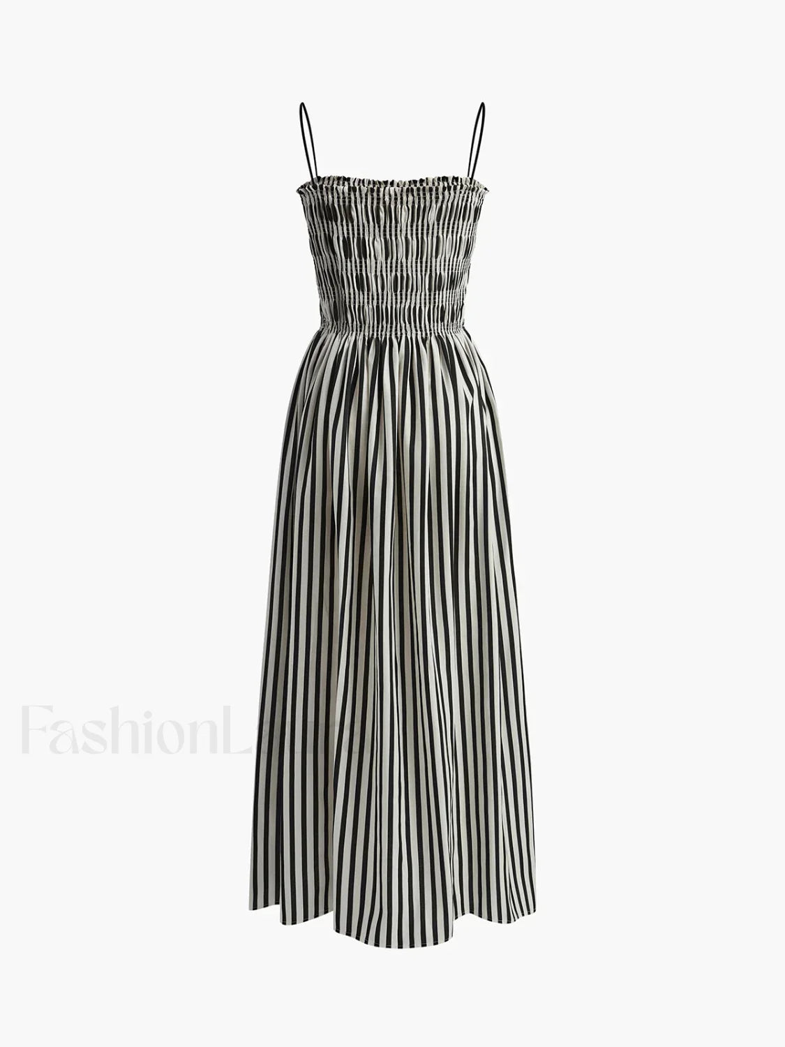 Black Sleeveless Pinstripe Long Dress 8