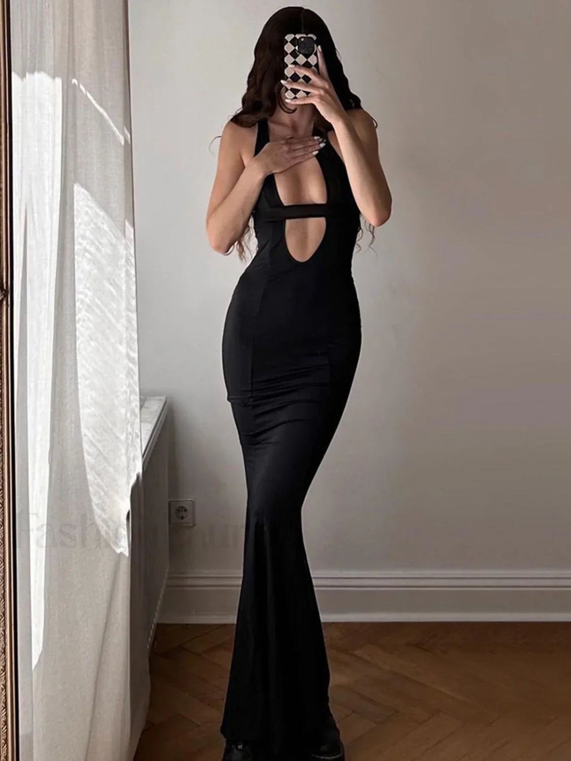 Black Cutout Cami Long Dress 7