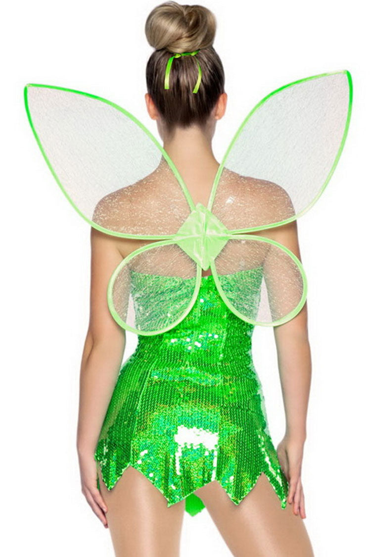 Sequin Sweetheart Clear Strap Petal Hem Fairy Wing Costume Mini Dress 2