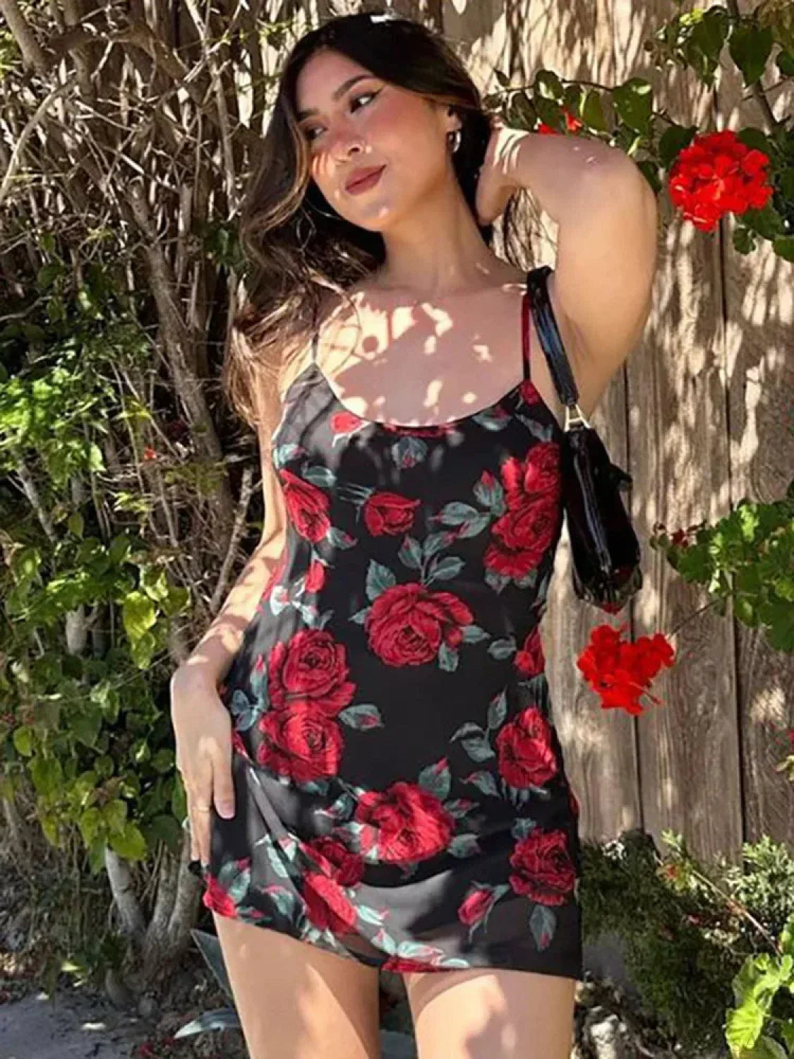 Floral Print Spaghetti Strap Scoop Neck Bodycon Mini Dress 3