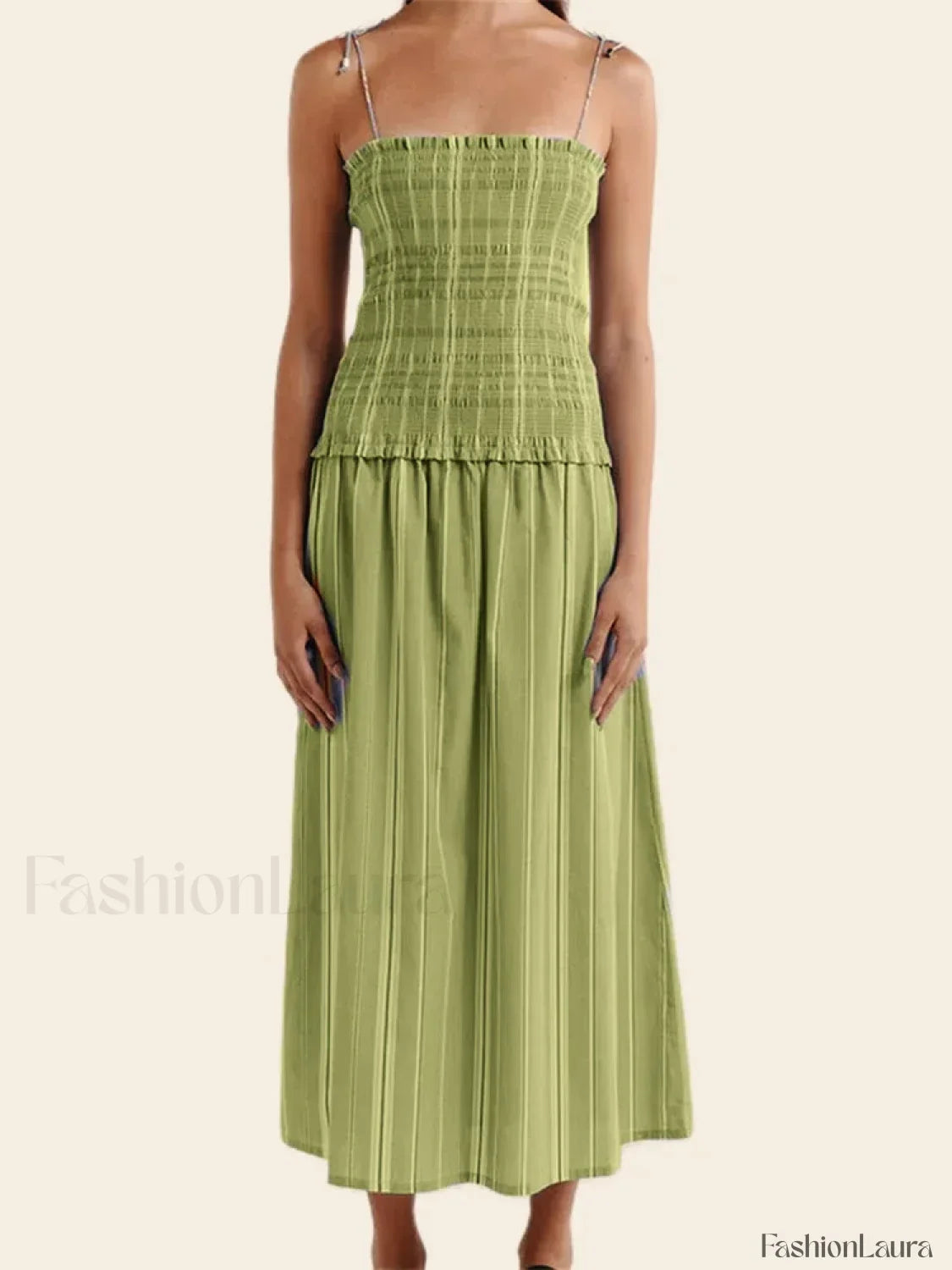 Striped Spaghetti Patchwork Maxi Dress 9