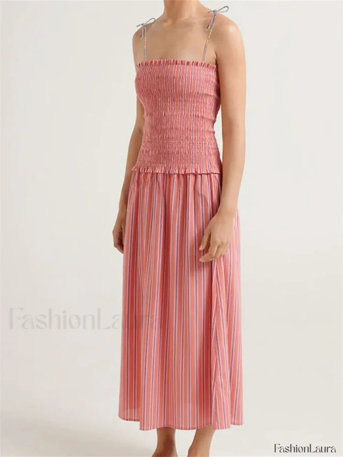 Striped Spaghetti Patchwork Maxi Dress 10