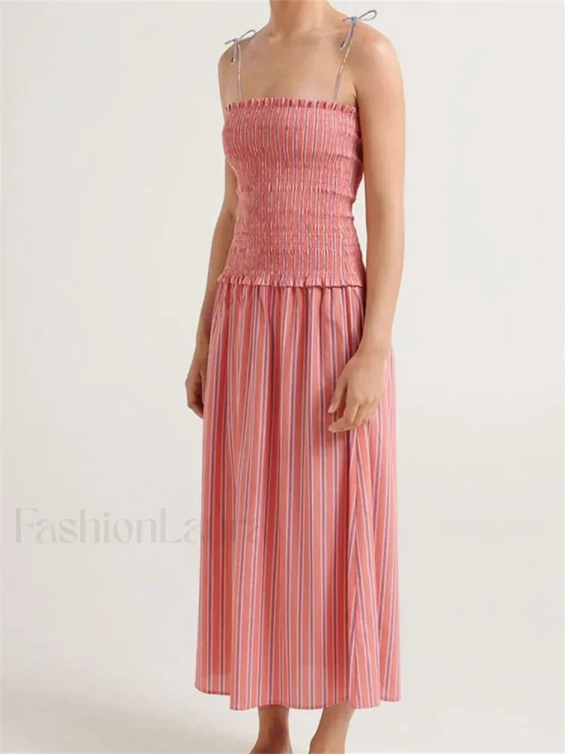 Striped Spaghetti Patchwork Maxi Dress 3