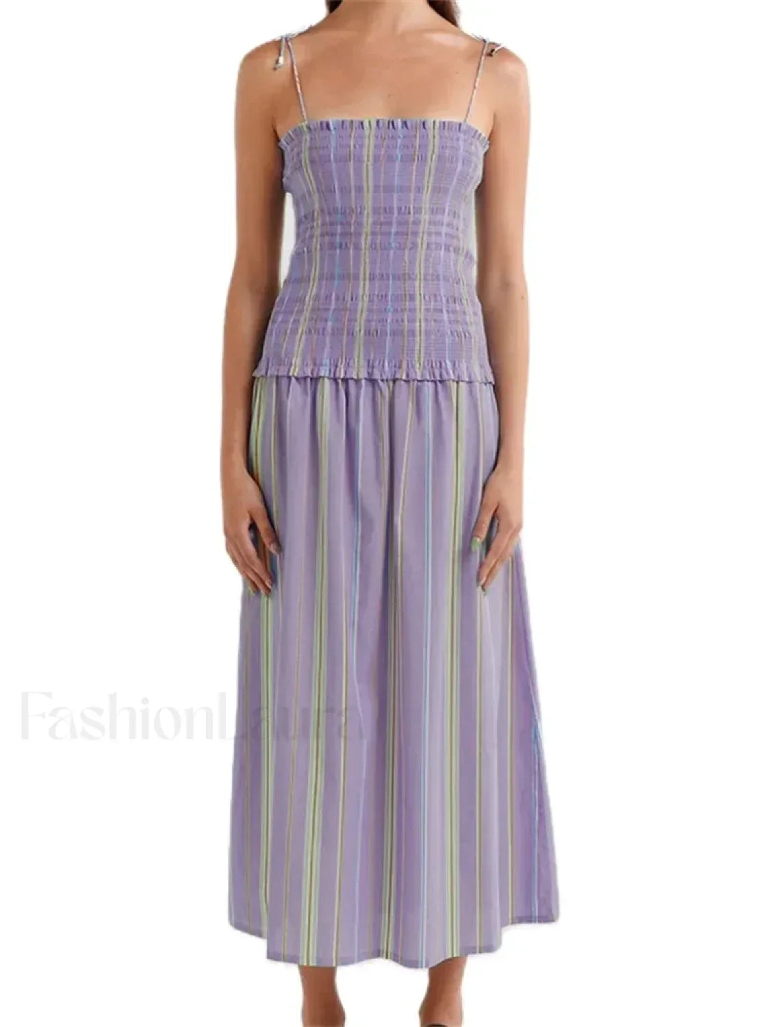 Striped Spaghetti Patchwork Maxi Dress 5