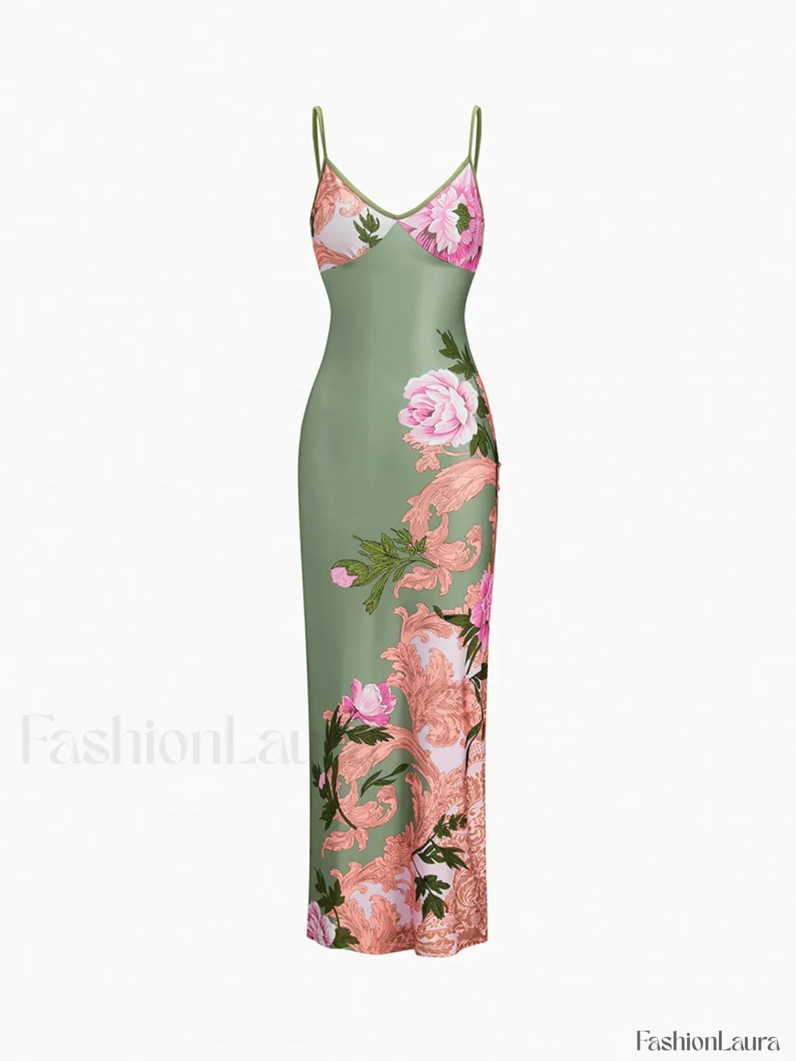 Green Floral Long Dress 13