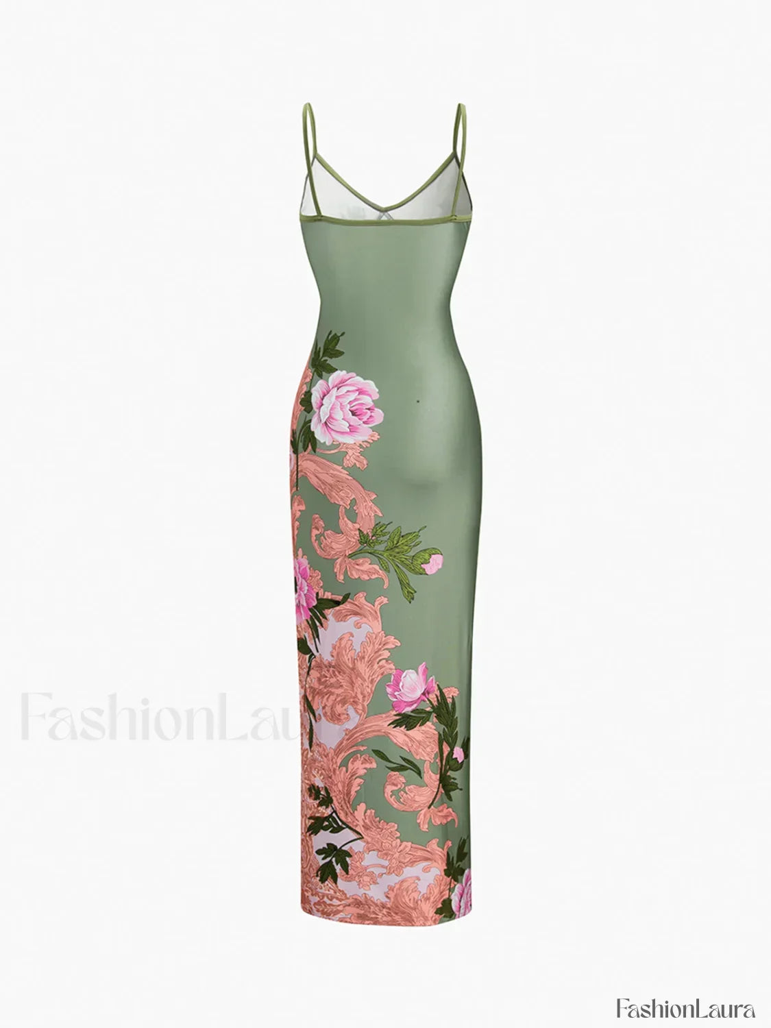 Green Floral Long Dress 15