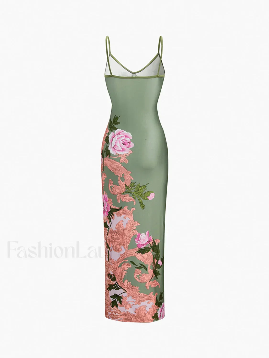 Green Floral Long Dress 4