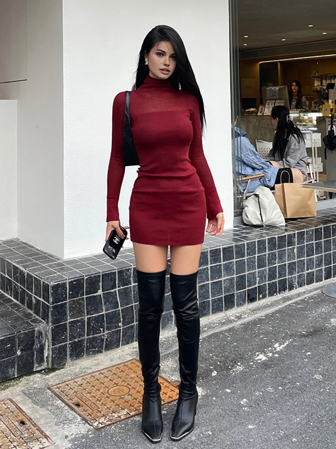 Tulle Sheer Panel Sweater Dress 10