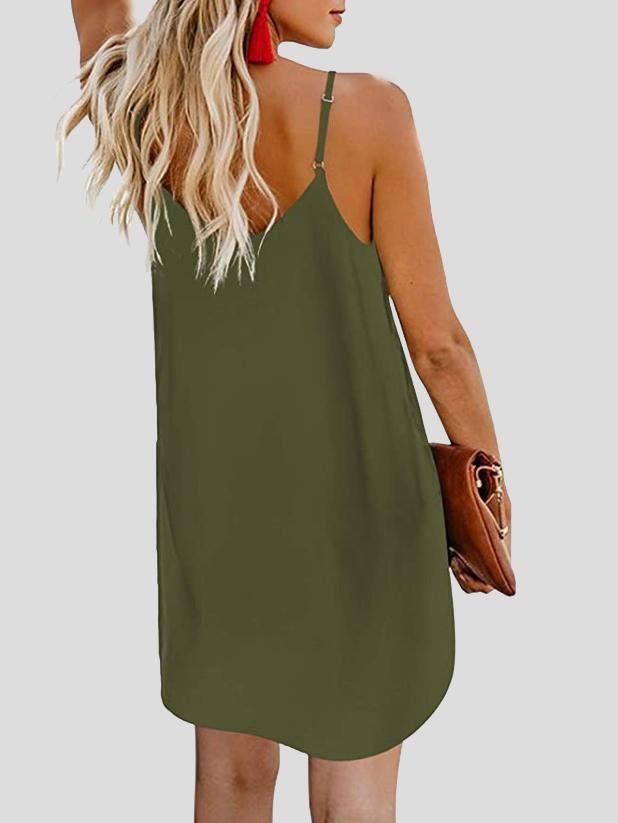 Deep V Spaghetti Strap Button-Front Shift Mini Dress 9