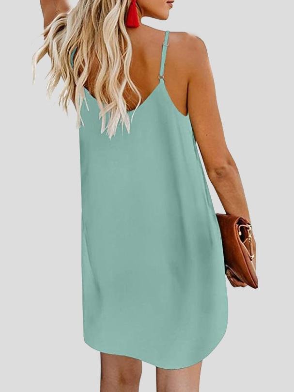 Deep V Spaghetti Strap Button-Front Shift Mini Dress 11