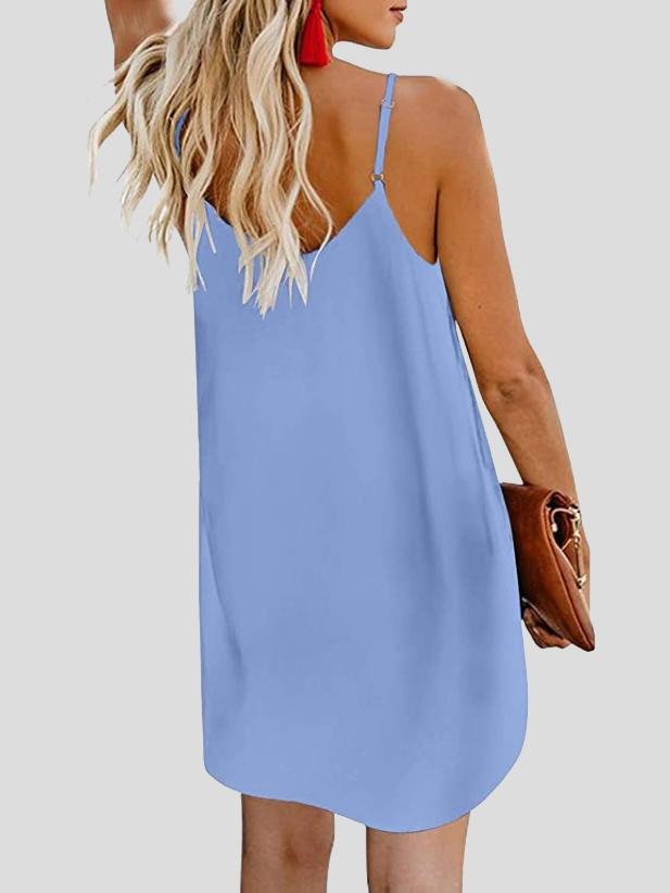Deep V Spaghetti Strap Button-Front Shift Mini Dress 5