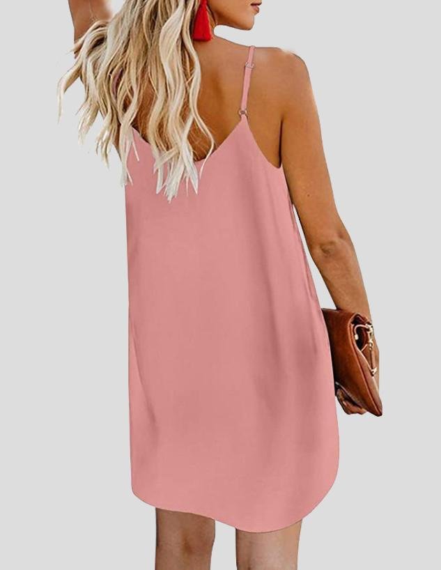Deep V Spaghetti Strap Button-Front Shift Mini Dress 13