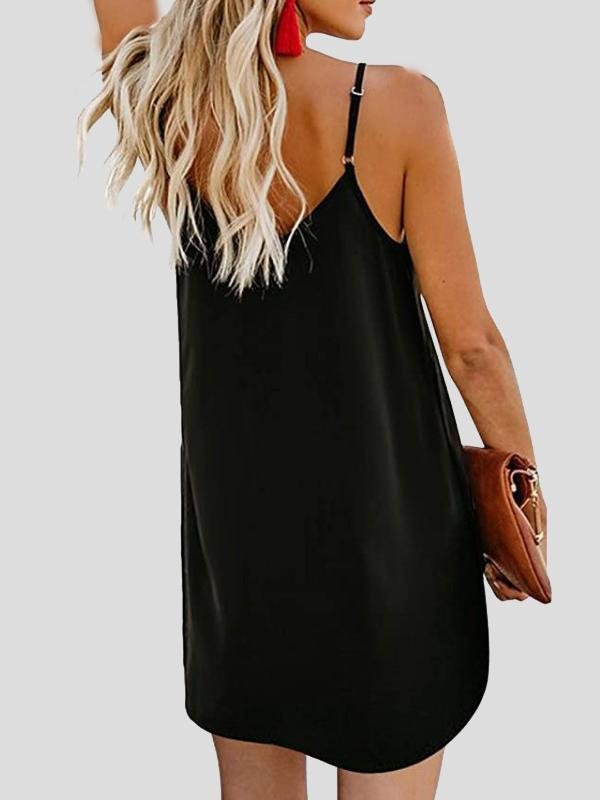 Deep V Spaghetti Strap Button-Front Shift Mini Dress 2