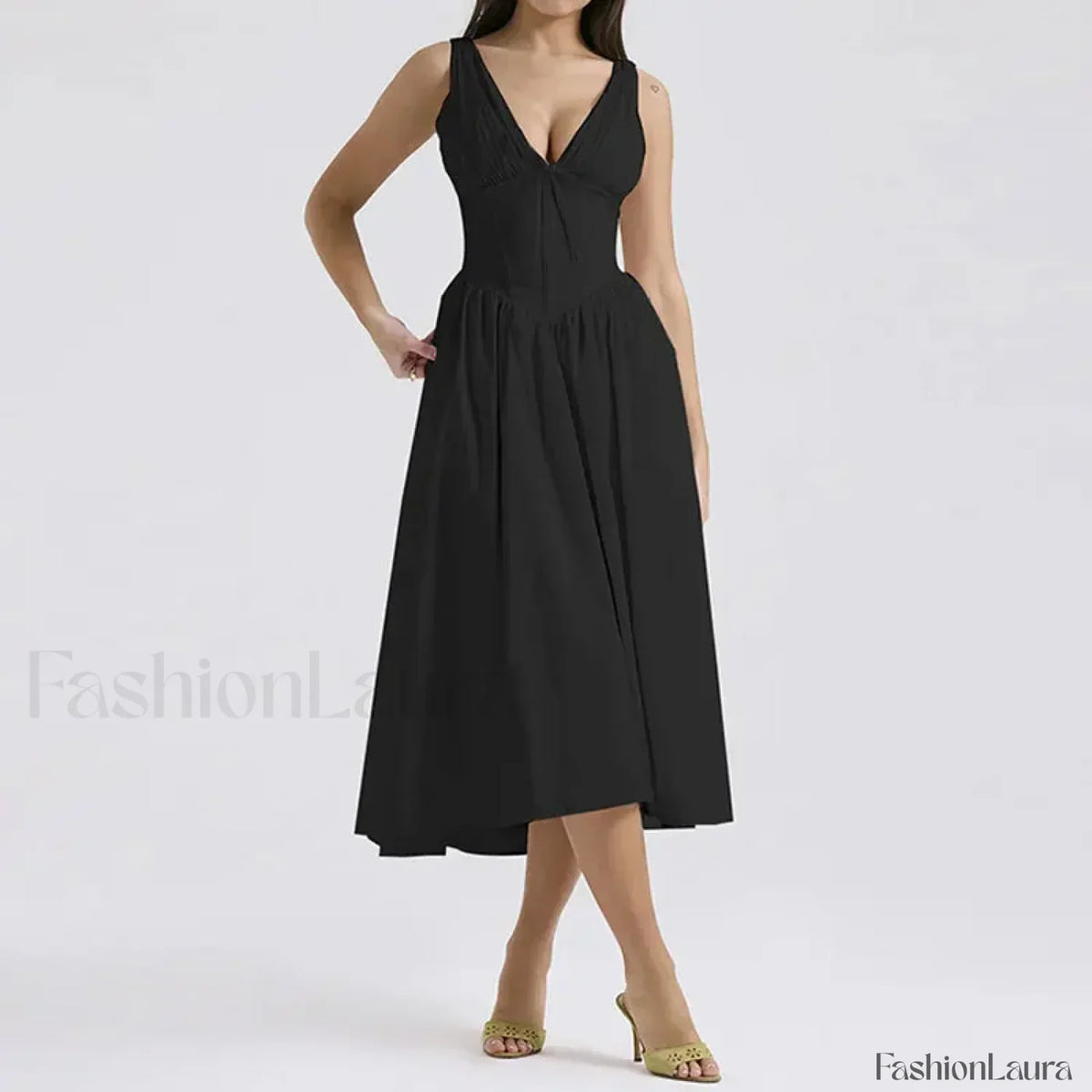 Floral V-Neck Midi Dress 8
