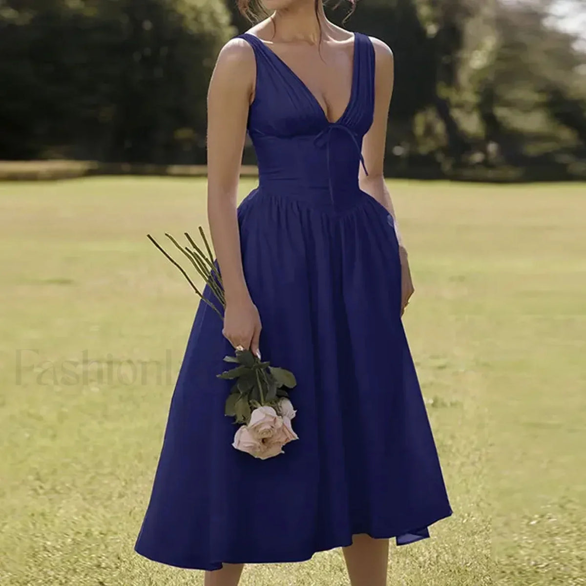 Floral V-Neck Midi Dress 6