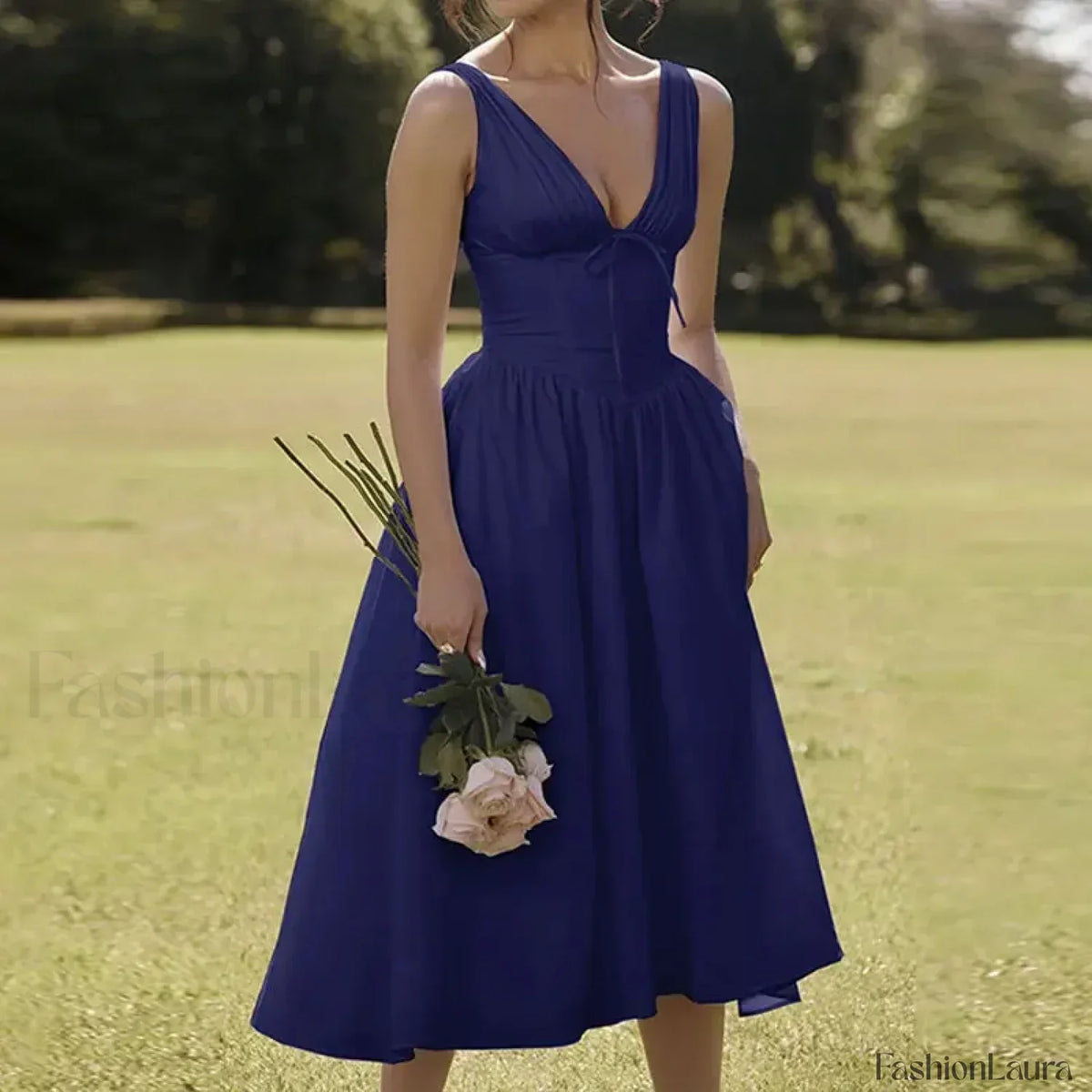 Floral V-Neck Midi Dress 7
