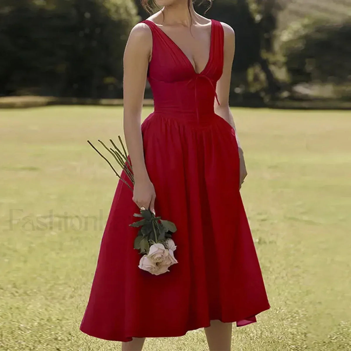 Floral V-Neck Midi Dress 4