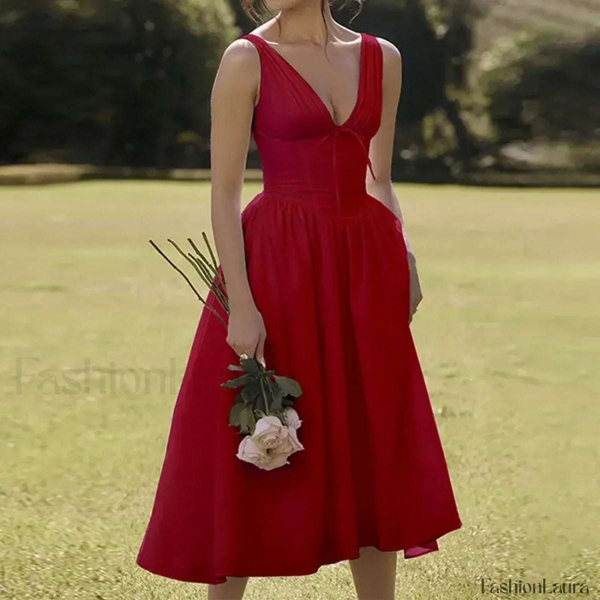 Floral V-Neck Midi Dress 9