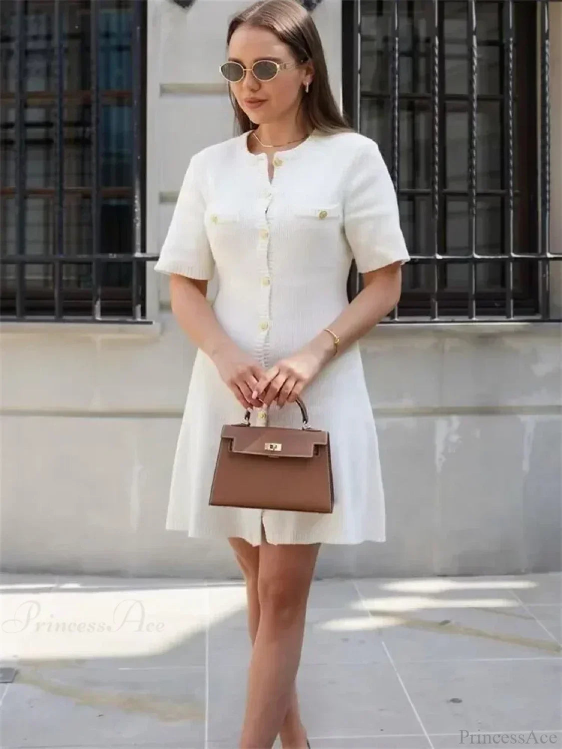 Ribbed Knit Button Front Pocket Detail Mini Dress 3