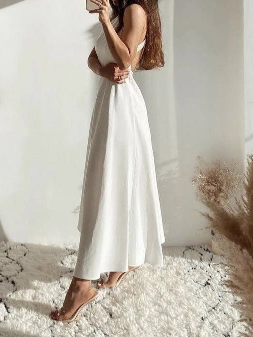 Halter Neck Sleeveless Fit and Flare A-Line Maxi Dress 2