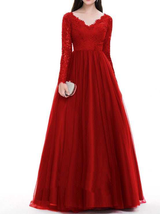 Dresses Mesh Lace Long Sleeve Dress