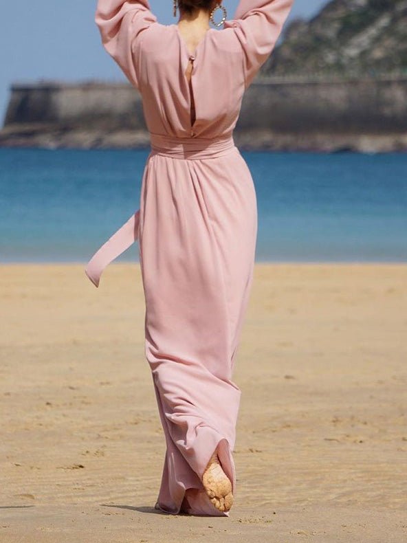Dresses Neck Tie Balloon Sleeve Dress 3