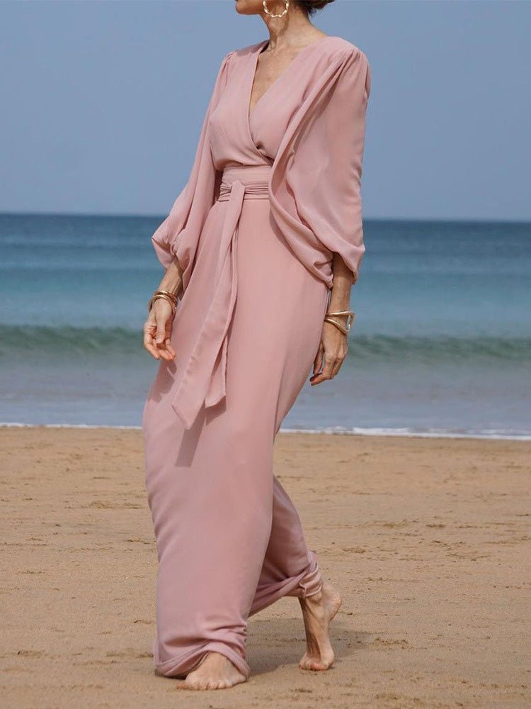 Dresses Neck Tie Balloon Sleeve Dress 2
