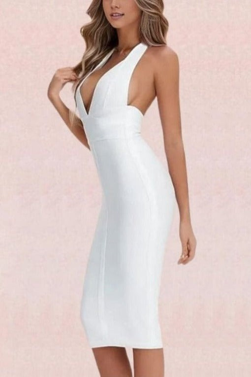 Ali Bandage Midi Dress - Pearl White