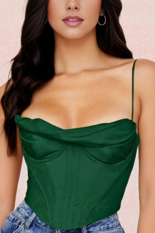 Indi Corset Crop Top - Emerald Green