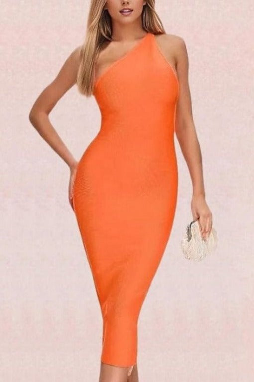 Joi Bodycon Midi Dress - Apricot Orange