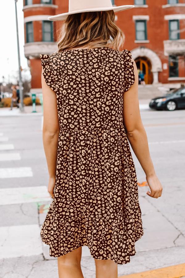 Leopard Print V Neck Loose Dress