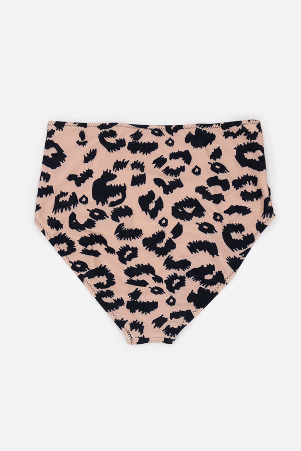 Leopard Print High Waist Ruched Design Swim Panty