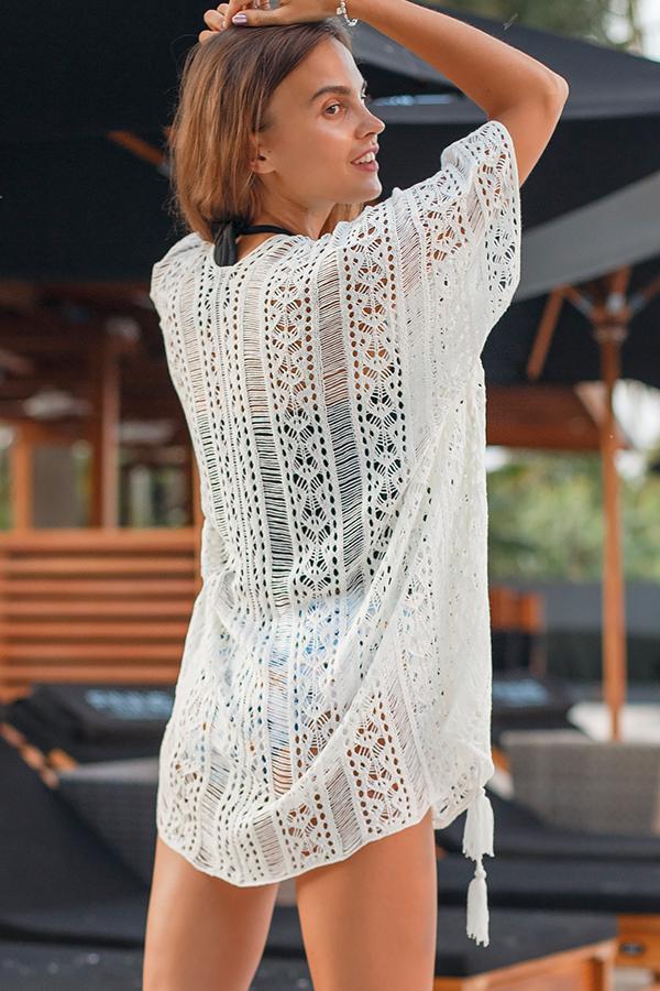 Solid Color Crochet Cover-Up