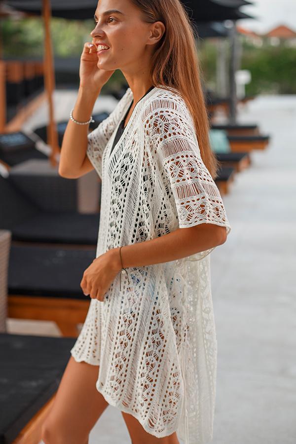 Solid Color Crochet Cover-Up
