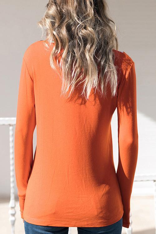 Stitching V-neck Casual Long-sleeved T-shirt