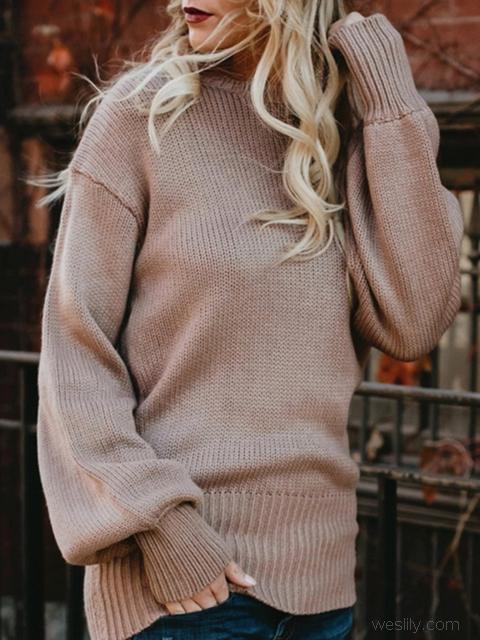 Back Straps Solid Color Knitted Lightweight Sweater