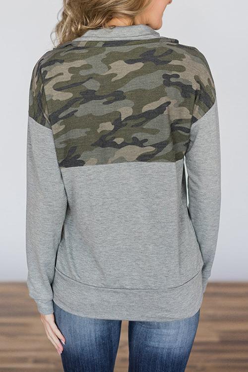 Fashion Camouflage Printed Zipper Hoodie